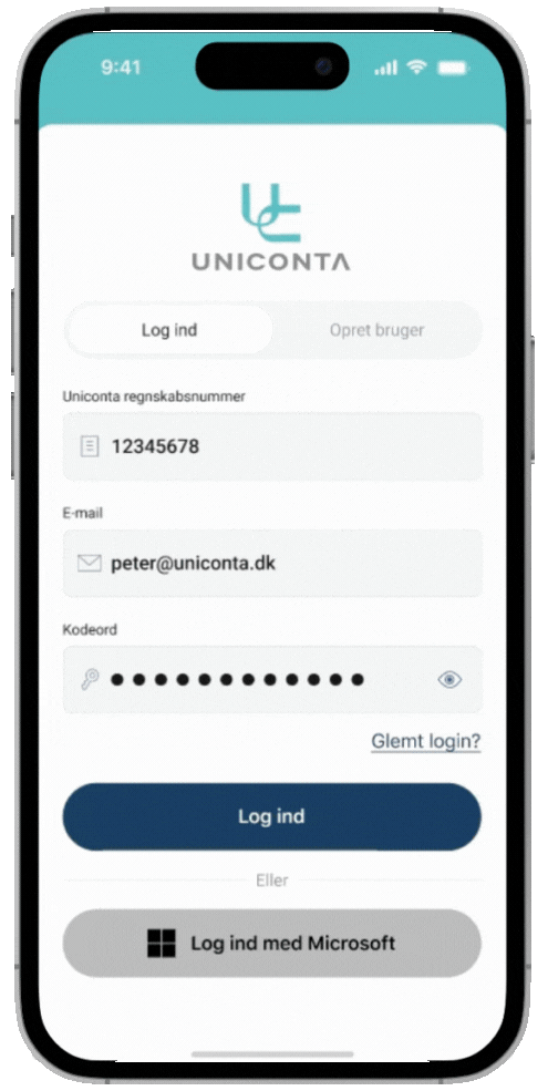Work-appen viser timeregistrering på mobilen